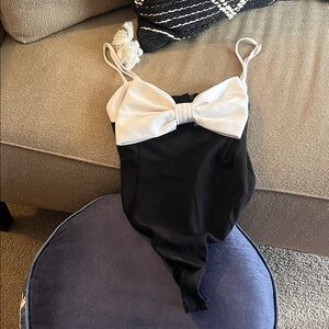 Zara Black and White Bow Bodysuit